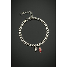 Frnch 925 Ayar Gümüş Italyan Model Nazar Boncuğu ve Harfli Gümüş Renk Erkek Bileklik FRJ12229-3229-K