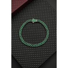 Frnch 925 Ayar Gümüş Yeşil Zirkon Taşlı Gümüş Renk Erkek Bileklik FRJ12683-3683-Y