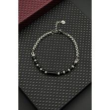 Frnch 316L Çelik ve Onyx Doğal Taşlı Siyah Renk Erkek Bileklik FRJ12692-3692-S