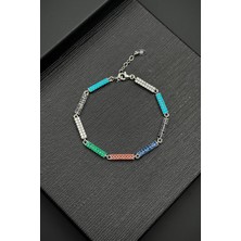 Frnch 925 Ayar Gümüş Çok Renkli Zirkon Taşlı Erkek Bileklik FRJ12594-3594-CK