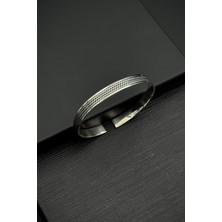Frnch 925 Ayar Gümüş Italyan Model Gümüş Renk Erkek Kelepçe Bileklik FRJ12554-3554-A10