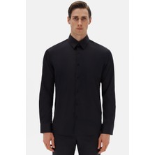 Twn Slim Fit Siyah Düz Gömlek 5EF026482256M