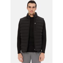 D'S Damat Ds Damat Regular Fit Siyah Düz Yelek Mont 5HCY71221204M