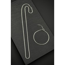 Frnch 925 Ayar Gümüş Italyan Model Gümüş Renk Erkek Bileklik/kolye Set FRJ12473-3473-A