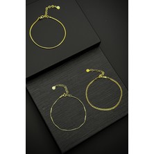 Frnch 925 Ayar Gümüş Italyan Model Altın Renk Erkek Bileklik Set FRJ12374-3374-G