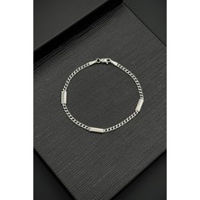 Frnch 925 Ayar Gümüş Italyan Model Gümüş Renk Erkek Bileklik FRJ12455-3455-A