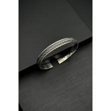 Frnch 925 Ayar Gümüş Italyan Model Gümüş Renk Erkek Kelepçe Bileklik FRJ12554-3554-A11