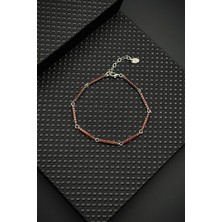 Frnch 925 Ayar Gümüş Kırmızı Zirkon Taşlı Erkek Bileklik FRJ12593-3593-K
