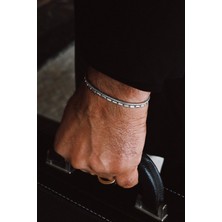 Frnch 925 Ayar Gümüş Italyan Model Gümüş Renk Erkek Bileklik Set FRJ12366-3366-A