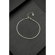Frnch 925 Ayar Gümüş Italyan Model Gümüş Renk Erkek Bileklik FRJ12570-3570-A