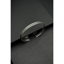 Frnch 925 Ayar Gümüş Italyan Model Gümüş Renk Erkek Kelepçe Bileklik FRJ12554-3554-A2