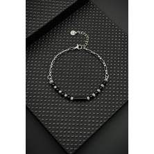 Frnch 316L Çelik ve Onyx Doğal Taşlı Siyah Renk Erkek Bileklik FRJ12647-3647-S