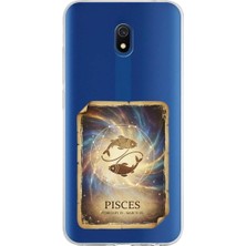 PrintiFy Redmi 8A ile Uyumlu Burç Kartları Balık Tasarımlı Şeffaf Silikon Kılıf