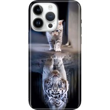 Senada iPhone 15 Pro Max Kılıf Desenli Baskılı Tpu Rubber Kapak Big Cat