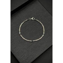 Frnch 925 Ayar Gümüş Italyan Model Siyah Zirkon Taşlı Gümüş Renk Erkek Bileklik FRJ12361-3361-SB