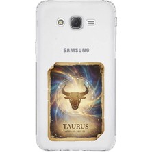 PrintiFy Samsung Galaxy J7 ile Uyumlu Burç Kartları Boğa Tasarımlı Şeffaf Silikon Kılıf