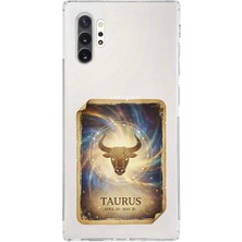 PrintiFy Samsung Galaxy Note 10 Plus ile Uyumlu Burç Kartları Boğa Tasarımlı Şeffaf Silikon Kılıf