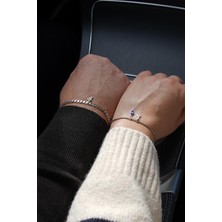 Frnch 925 Ayar Gümüş Italyan Model Gümüş Renk Sevgililer Günü Özel Bileklik Set FRJ12427-3427-A