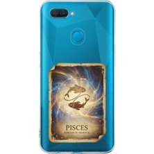 PrintiFy Oppo Ax7 ile Uyumlu Burç Kartları Balık Tasarımlı Şeffaf Silikon Kılıf