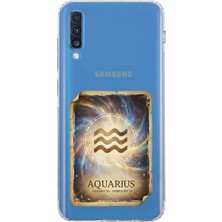 PrintiFy Samsung Galaxy A70S ile Uyumlu Burç Kartları Kova Tasarımlı Şeffaf Silikon Kılıf
