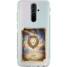PrintiFy Redmi Note 8 Pro ile Uyumlu Burç Kartları Aslan Tasarımlı Şeffaf Silikon Kılıf