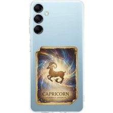 PrintiFy Samsung Galaxy M14 ile Uyumlu Burç Kartları Oğlak Tasarımlı Şeffaf Silikon Kılıf