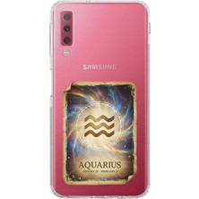 PrintiFy Samsung Galaxy A7 2018 ile Uyumlu Burç Kartları Kova Tasarımlı Şeffaf Silikon Kılıf