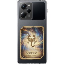 PrintiFy Poco X5 Pro ile Uyumlu Burç Kartları Akrep Tasarımlı Şeffaf Silikon Kılıf