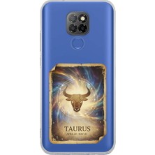 PrintiFy General Mobile Gm 20 ile Uyumlu Burç Kartları Boğa Tasarımlı Şeffaf Silikon Kılıf