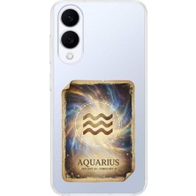 PrintiFy Samsung Galaxy S25 Edge ile Uyumlu Burç Kartları Kova Tasarımlı Şeffaf Silikon Kılıf