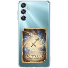 PrintiFy Samsung Galaxy M34 ile Uyumlu Burç Kartları Yay Tasarımlı Şeffaf Silikon Kılıf