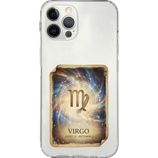 PrintiFy iPhone 12 Pro Max ile Uyumlu Burç Kartları Başak Tasarımlı Şeffaf Silikon Kılıf
