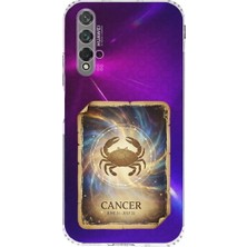 PrintiFy Huawei Nova 5t ile Uyumlu Burç Kartları Yangeç Tasarımlı Şeffaf Silikon Kılıf