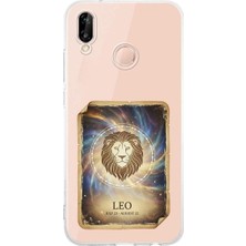 PrintiFy Huawei P20 Lite ile Uyumlu Burç Kartları Aslan Tasarımlı Şeffaf Silikon Kılıf