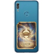 PrintiFy Huawei Y6 Pro 2019 ile Uyumlu Burç Kartları Yangeç Tasarımlı Şeffaf Silikon Kılıf