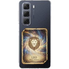 PrintiFy Infinix Hot 50 Pro Plus 4g ile Uyumlu Burç Kartları Aslan Tasarımlı Şeffaf Silikon Kılıf