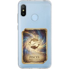 PrintiFy Xiaomi Mi A2 Lite ile Uyumlu Burç Kartları Balık Tasarımlı Şeffaf Silikon Kılıf