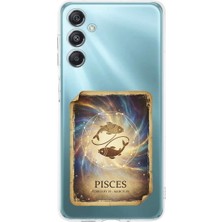 PrintiFy Samsung Galaxy M35 ile Uyumlu Burç Kartları Balık Tasarımlı Şeffaf Silikon Kılıf