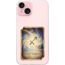 PrintiFy iPhone 15 Plus ile Uyumlu Burç Kartları Yay Tasarımlı Şeffaf Silikon Kılıf