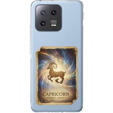 PrintiFy Xiaomi Mi 13 Pro ile Uyumlu Burç Kartları Oğlak Tasarımlı Şeffaf Silikon Kılıf