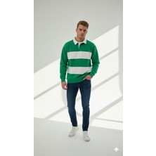 Ribana Classic Unısex Gömlek Yaka Üç Iplikli Düğmeli Yumuşak Dokulu Çift Renk Sweatshirt
