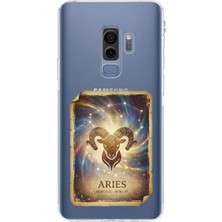 PrintiFy Samsung Galaxy S9 Plus ile Uyumlu Burç Kartları Koç Tasarımlı Şeffaf Silikon Kılıf