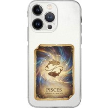 PrintiFy iPhone 13 Pro Max ile Uyumlu Burç Kartları Balık Tasarımlı Şeffaf Silikon Kılıf