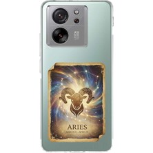 PrintiFy Xiaomi Mi 13T ile Uyumlu Burç Kartları Koç Tasarımlı Şeffaf Silikon Kılıf
