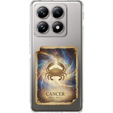 PrintiFy Xiaomi Mi 14T Pro ile Uyumlu Burç Kartları Yangeç Tasarımlı Şeffaf Silikon Kılıf