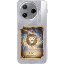 PrintiFy Tecno Camon 30 Pro 5g ile Uyumlu Burç Kartları Aslan Tasarımlı Şeffaf Silikon Kılıf