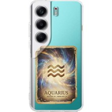 PrintiFy Tecno Camon 40 ile Uyumlu Burç Kartları Kova Tasarımlı Şeffaf Silikon Kılıf