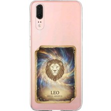 PrintiFy Huawei P20 ile Uyumlu Burç Kartları Aslan Tasarımlı Şeffaf Silikon Kılıf