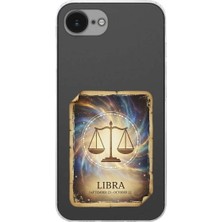 PrintiFy iPhone 16E ile Uyumlu Burç Kartları Terazi Tasarımlı Şeffaf Silikon Kılıf