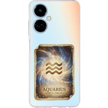 PrintiFy Tecno Camon 19 ile Uyumlu Burç Kartları Kova Tasarımlı Şeffaf Silikon Kılıf